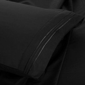 Set of 2 Black Microfiber Pillowcases - Envelope Closure 20 x 30 Inches